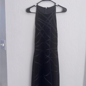 Vintage black velvet floor length evening gown Tadashi Saks